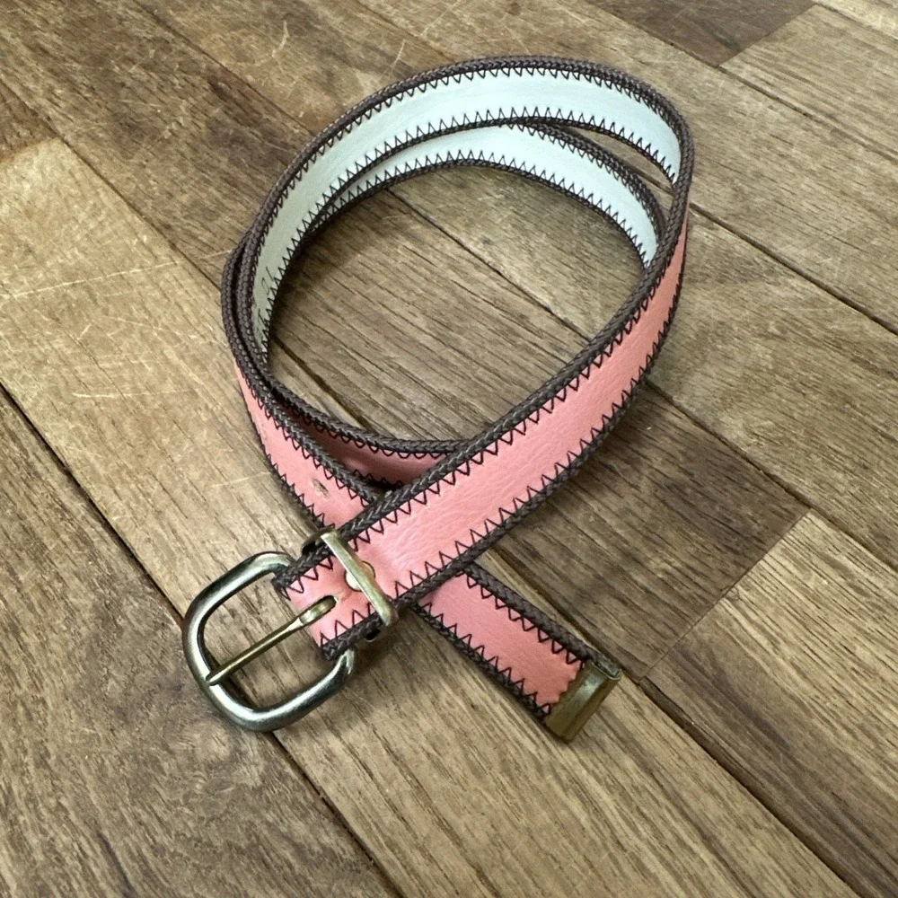 Lee‎ Vic Belt Co Leather Western Brass Size Small Coral Pink